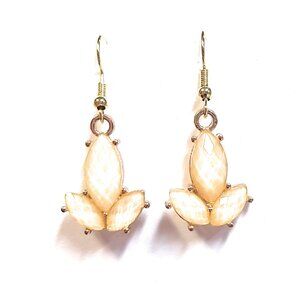 Yellow Cabochon Leaf Earrings